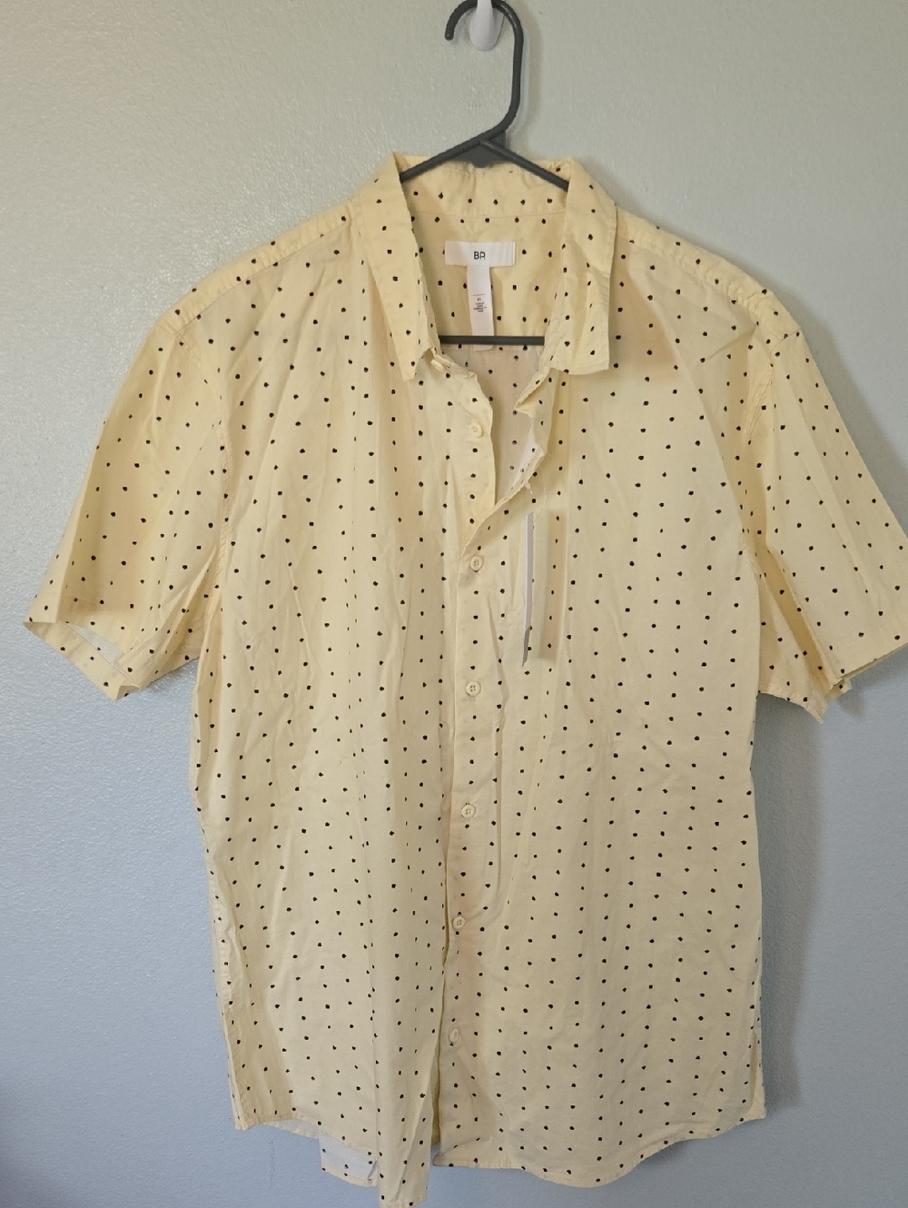BP | NWT Butter Yellow Dot Short Sleeve Button Down Shirt Size XL